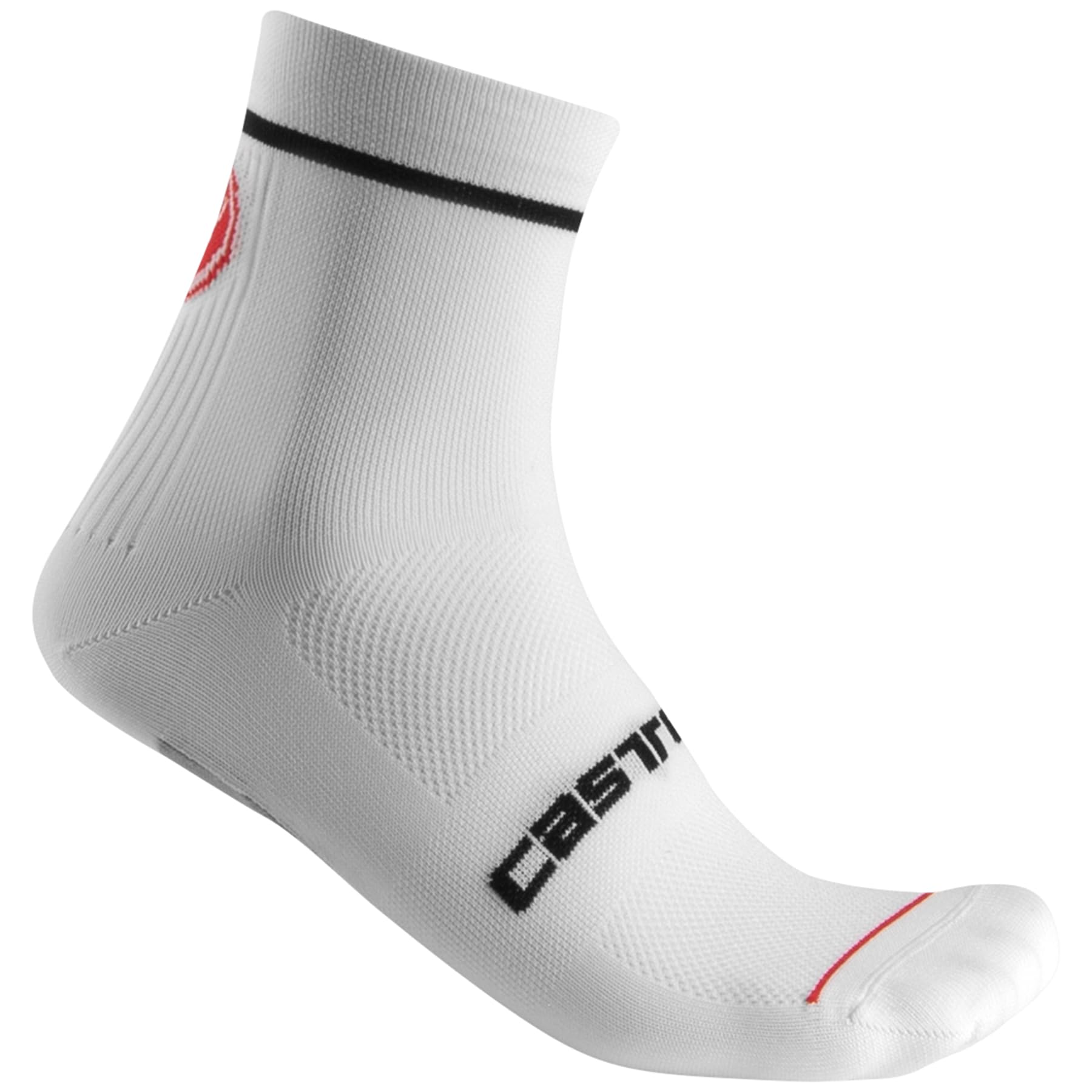 CASTELLI Entrata 9 sock white, front view showing lightweight comfort for riding.