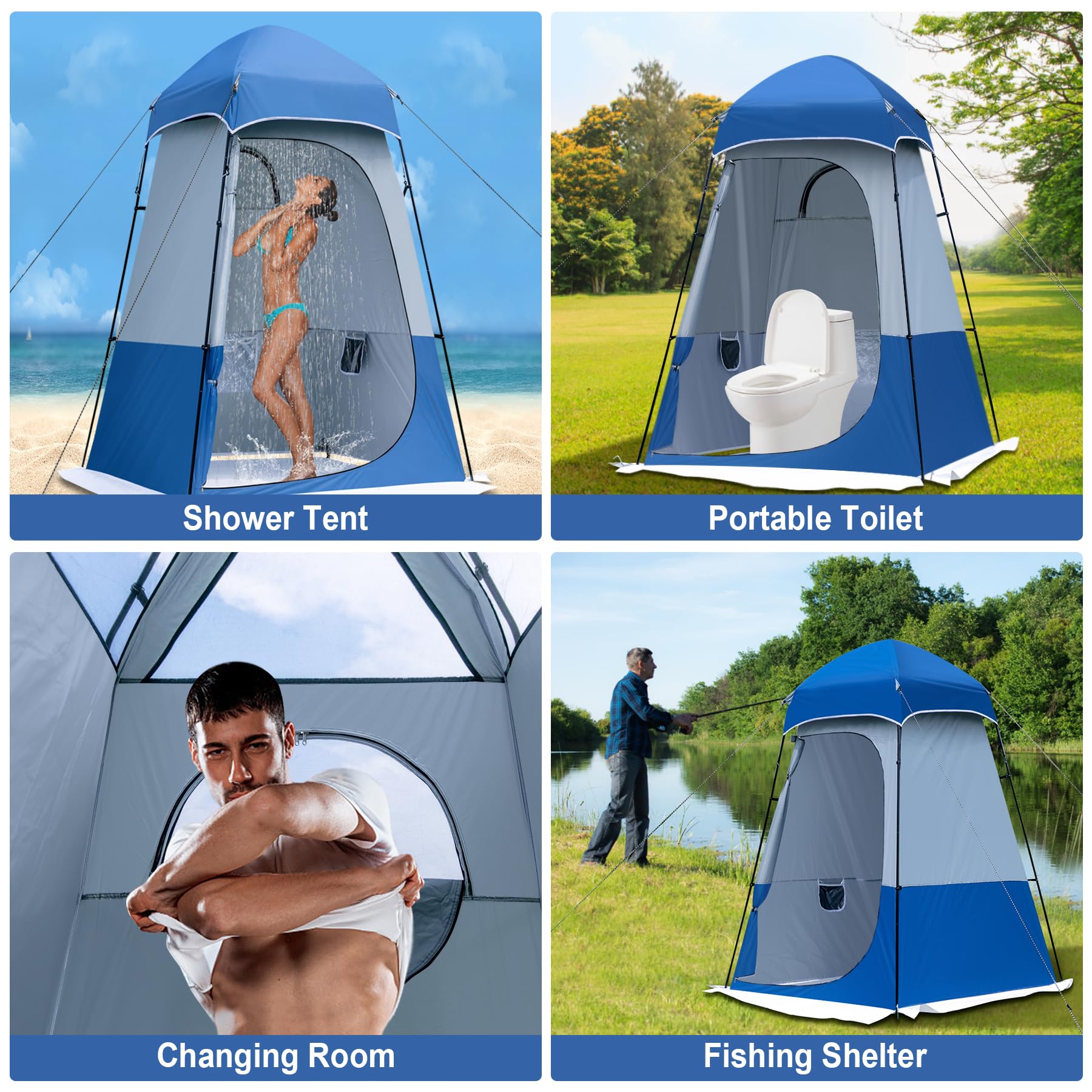 Castle Unicorn door entry provides easy access for outdoor showers
