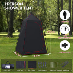 Castle Unicorn camping shower tent durable powder-coated frame stands up to wind