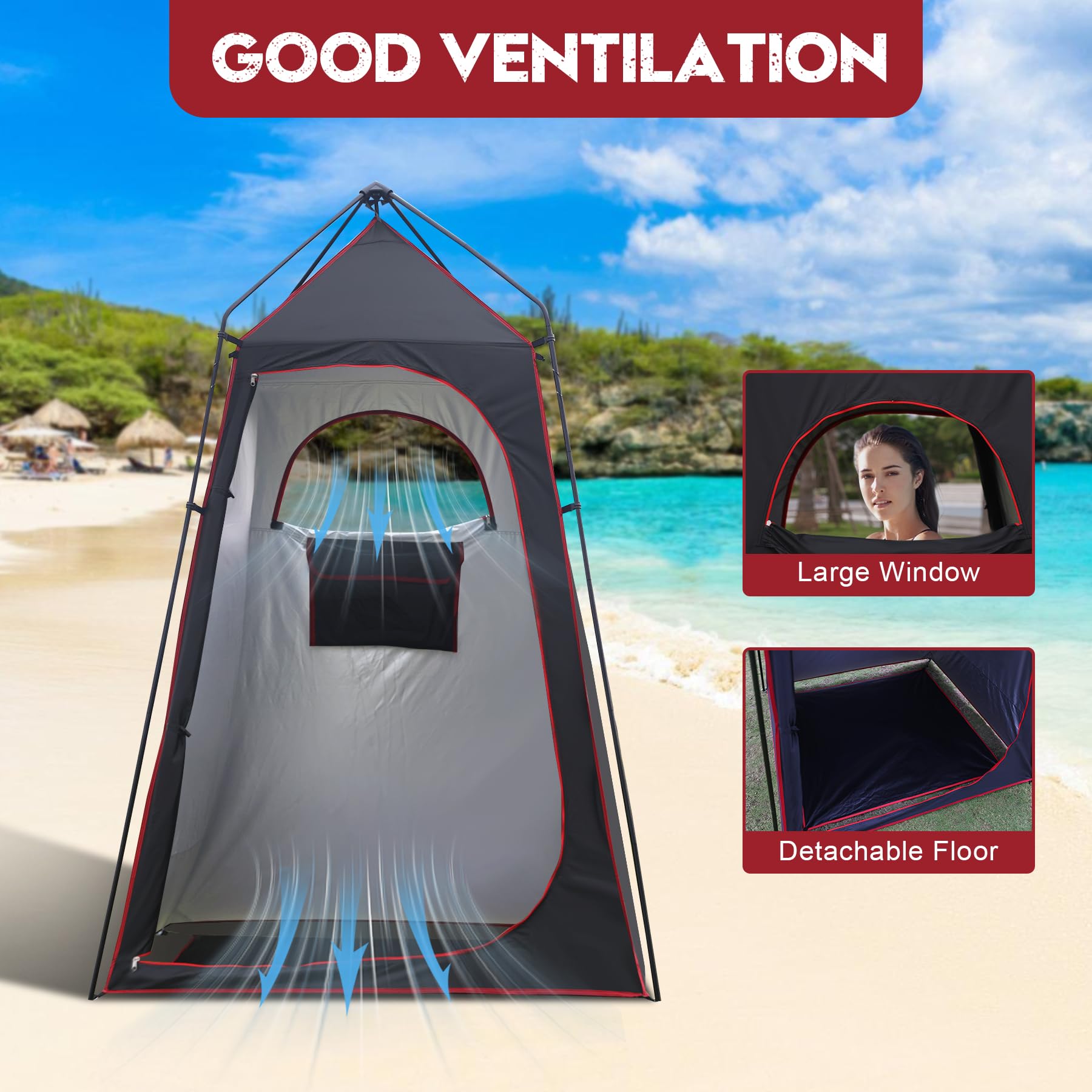Castle Unicorn camping shower tent removable floor for quick drainage