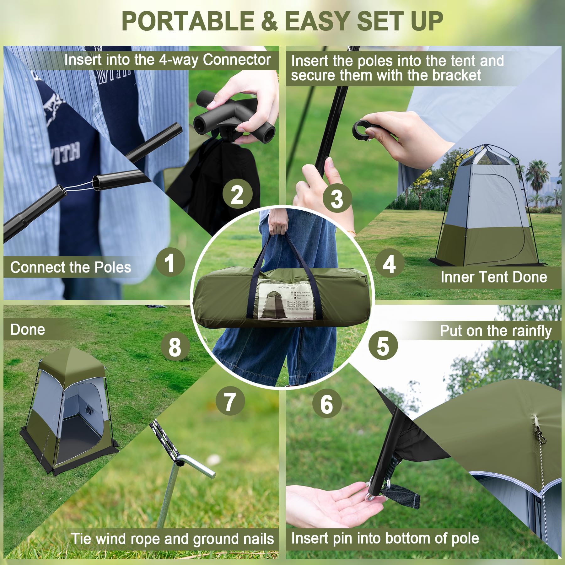 Castle Unicorn camping shower tent removable floor for drainage and easy cleaning