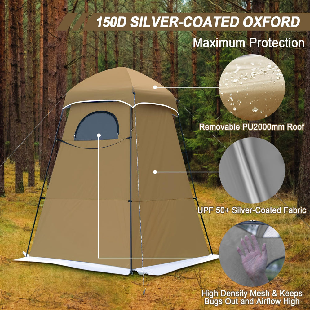 Castle Unicorn camping shower tent floor removable for easy drainage and cleanup.
