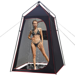 Castle Unicorn camping shower tent interior shows spacious area for showering and changing