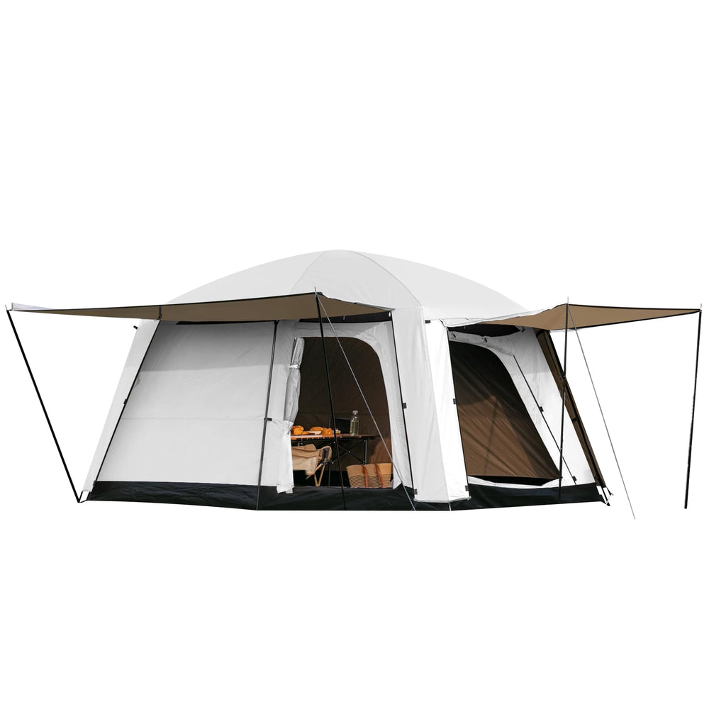 Castle Unicorn tent front view showing roomy entry and porch space for gear.