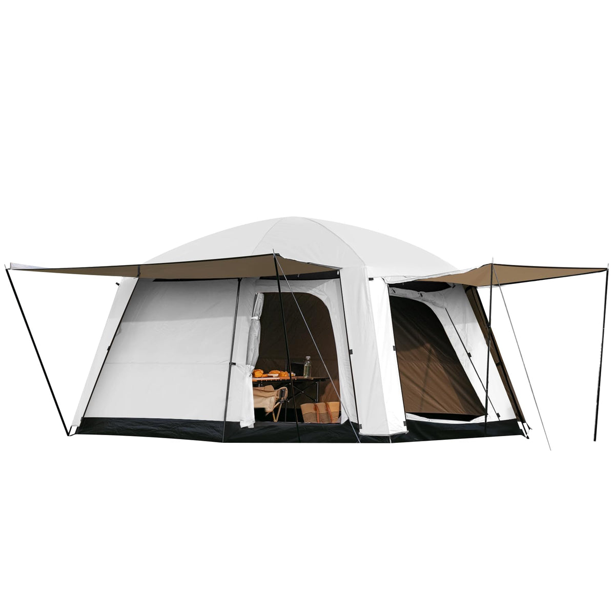Castle Unicorn tent front view showing roomy entry and porch space for gear.