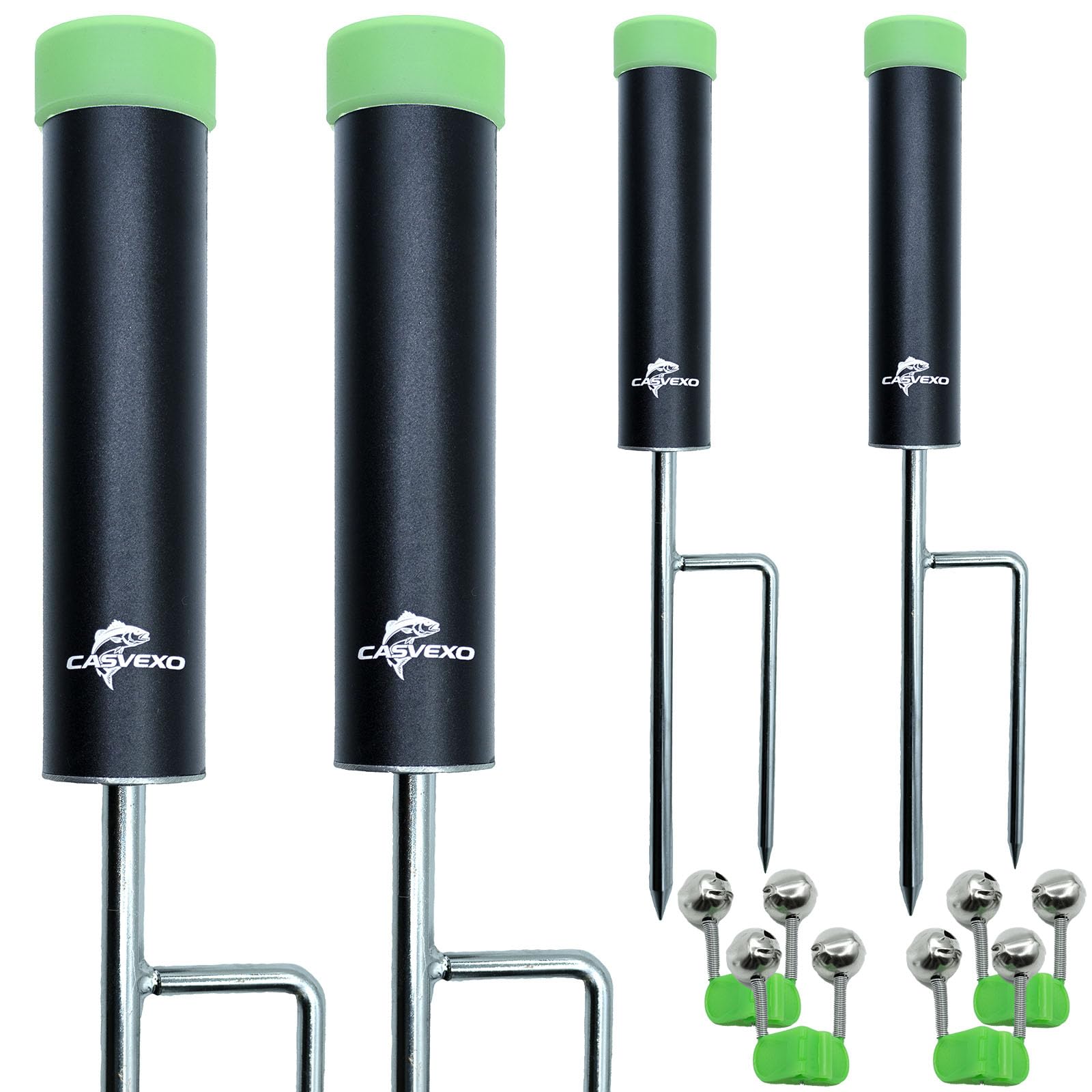 CASVEXO 4-Pack Fishing Rod Holder set on ground with dual spikes