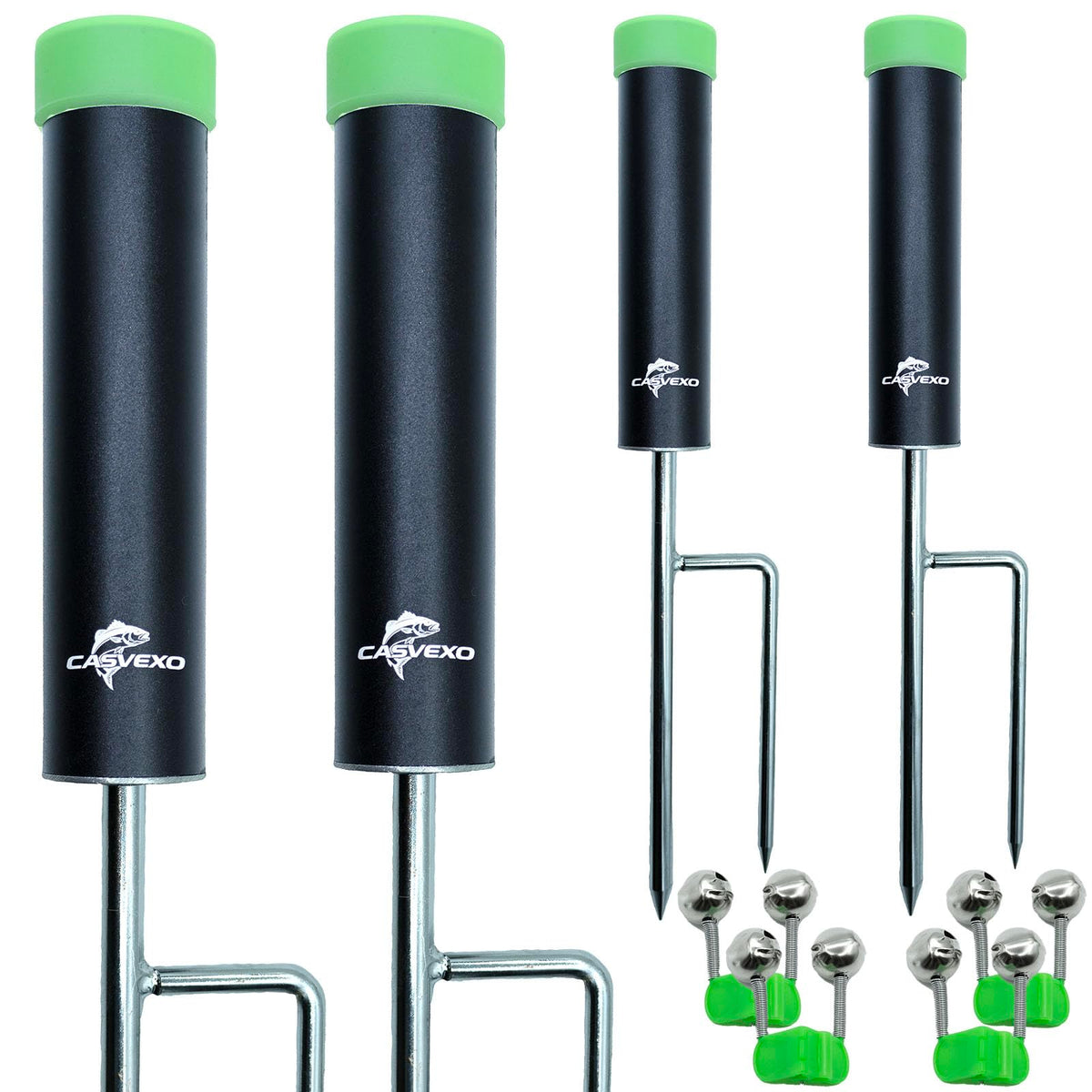 CASVEXO 4-Pack Fishing Rod Holder set on ground with dual spikes