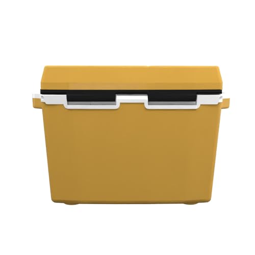 CAT Caterpillar 27qt yellow with dimensions visible for space planning.