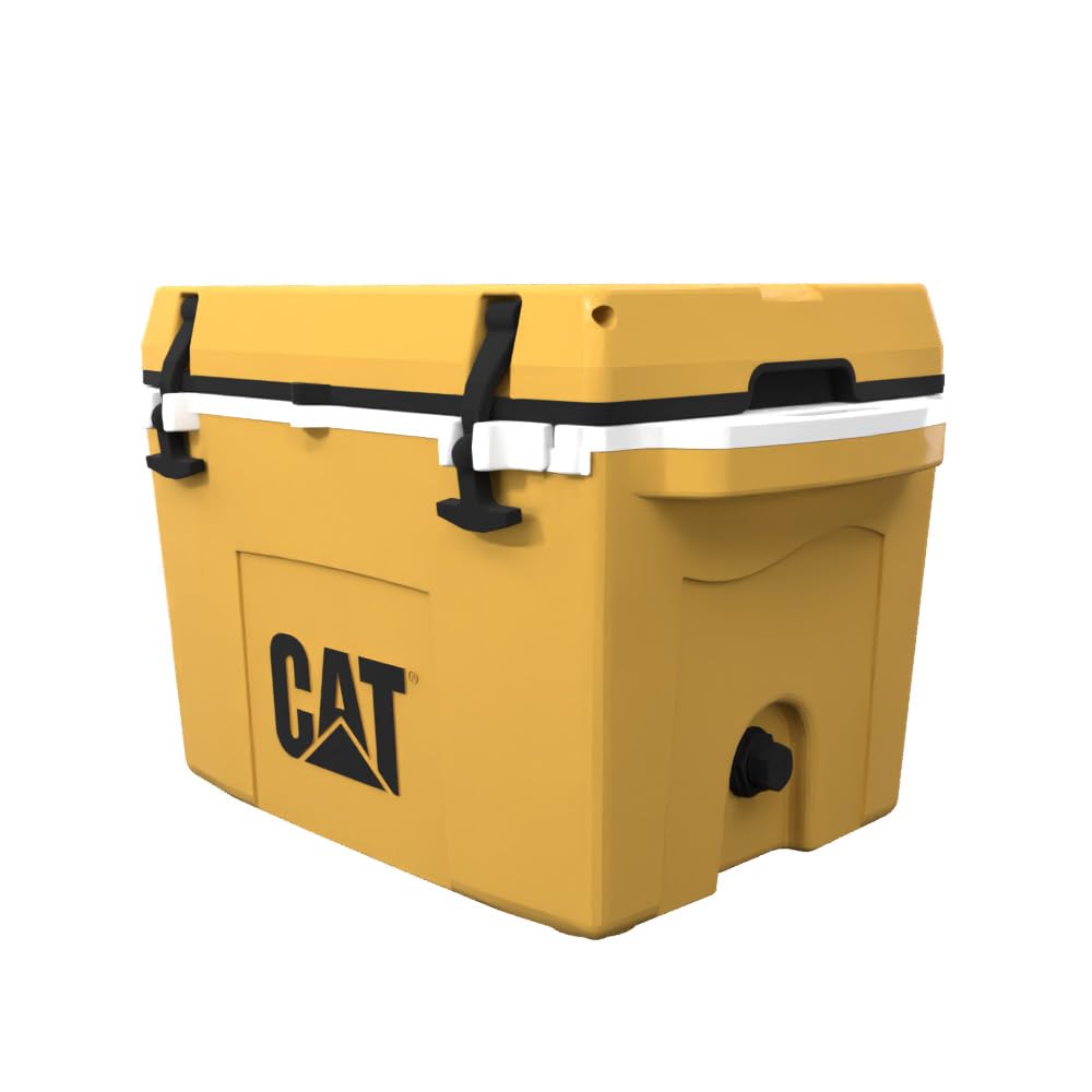 CAT Caterpillar cooler with tie-down slots for secure transport.