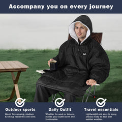 Catalonia oversized wearable blanket poncho shown for all weather warmth