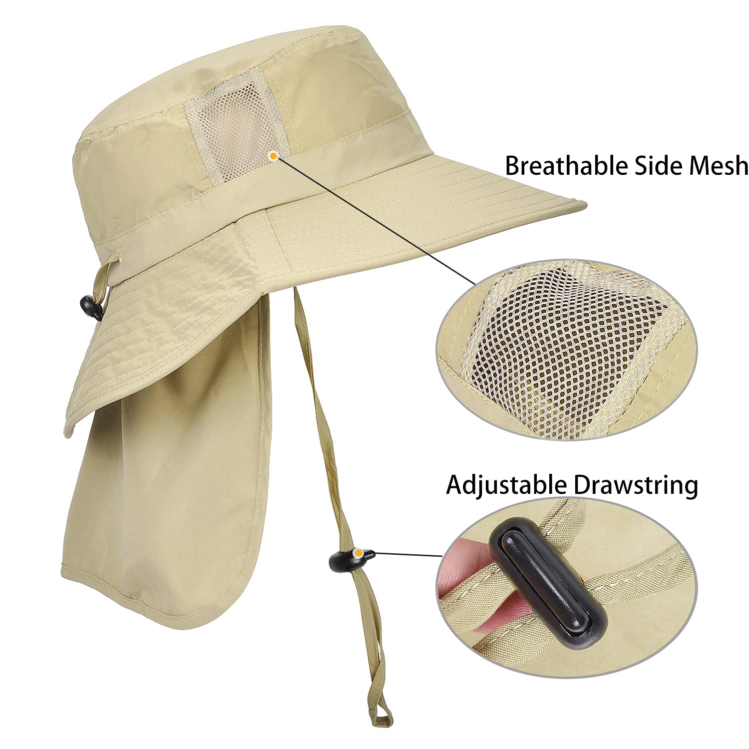 Wide 4-inch brim provides sun shade for face and ears