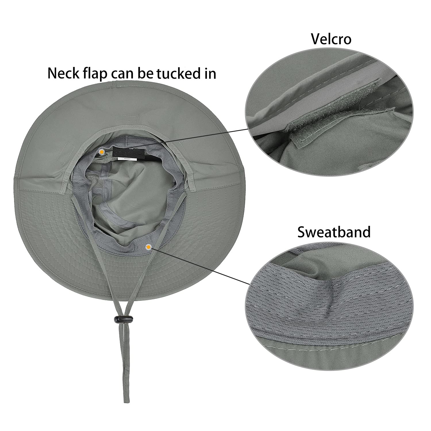 Neck flap tucked in to convert to a bucket hat on the Catalonia Sun Hat