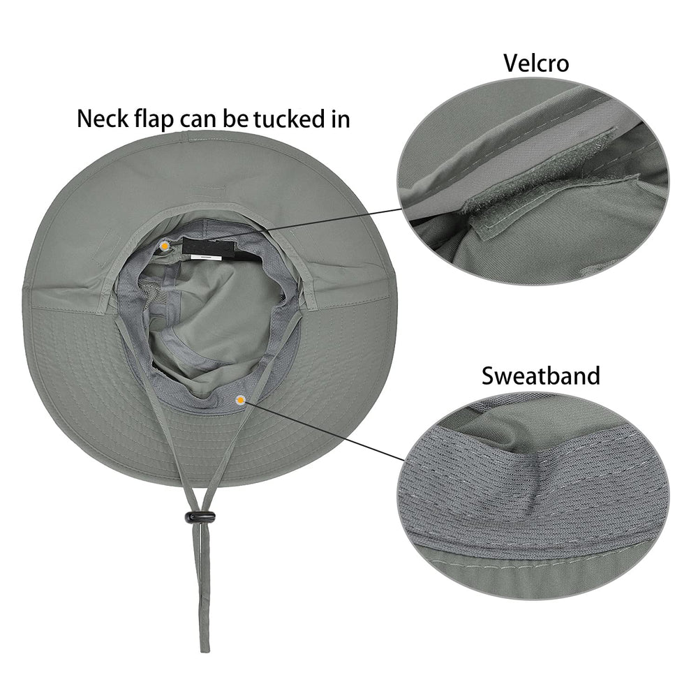 Neck flap tucked in to convert to a bucket hat on the Catalonia Sun Hat