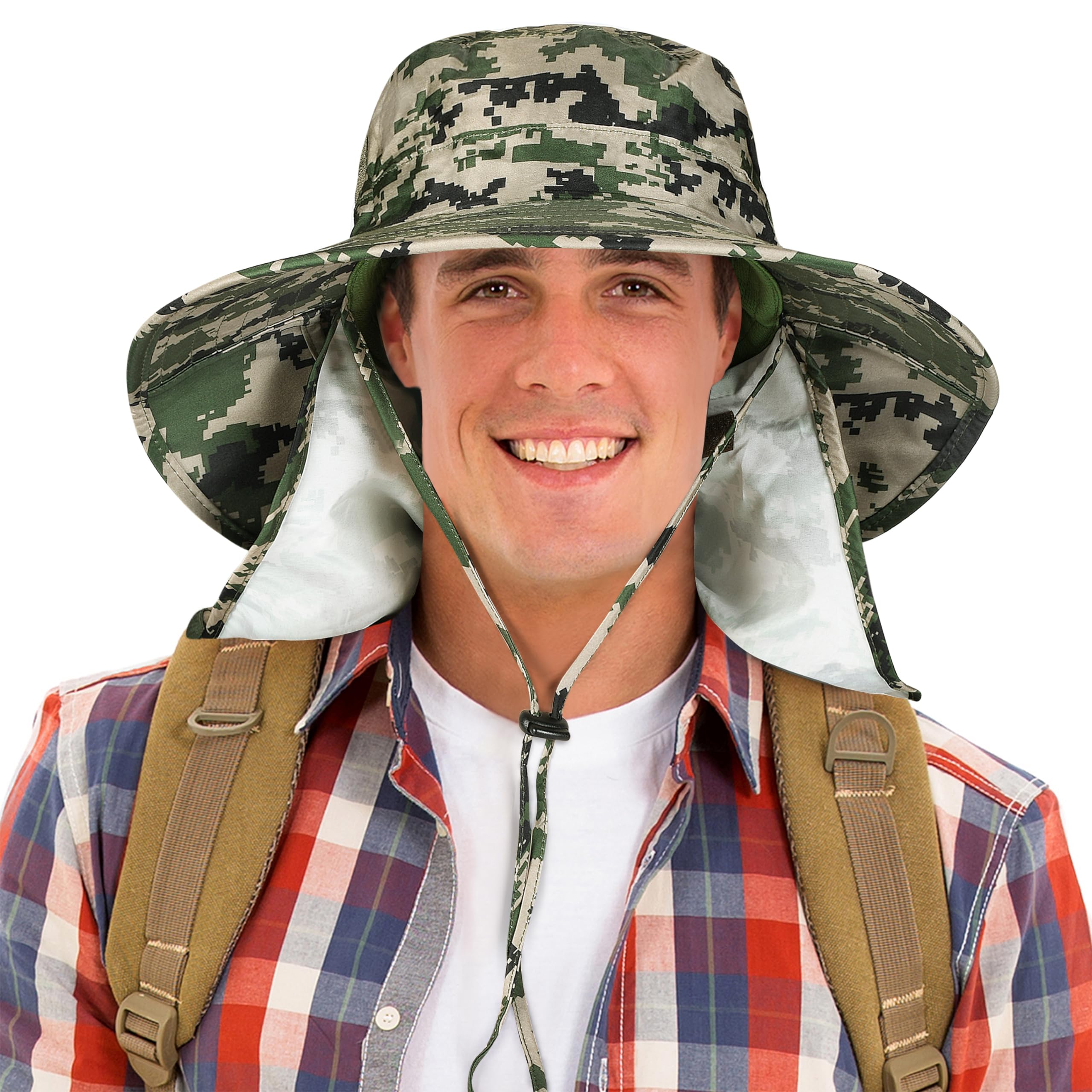 Outdoor activity with the hat in use (fishing/hiking)
