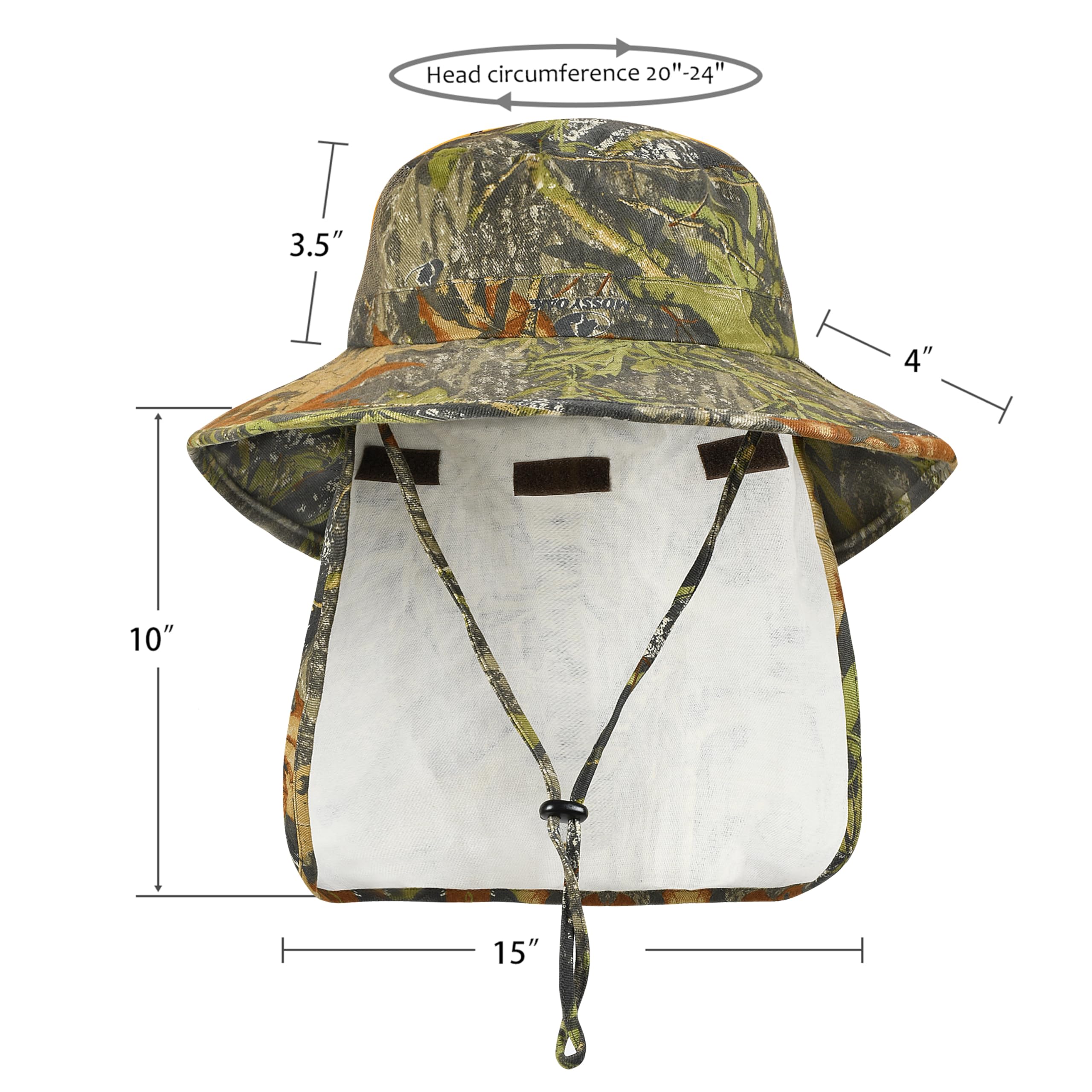 Side view with adjustable drawstring and mesh panels