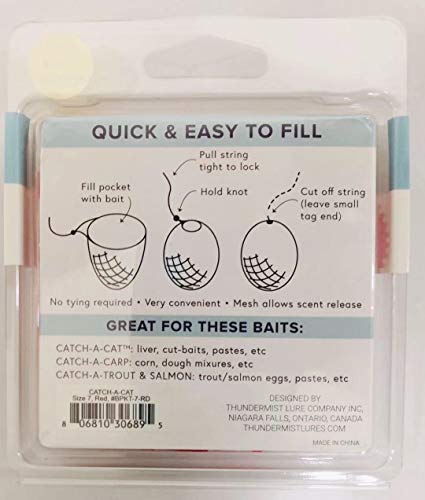 Demonstration of filling and tightening knot to secure bait in Catch-A-CAT Bait Pocket