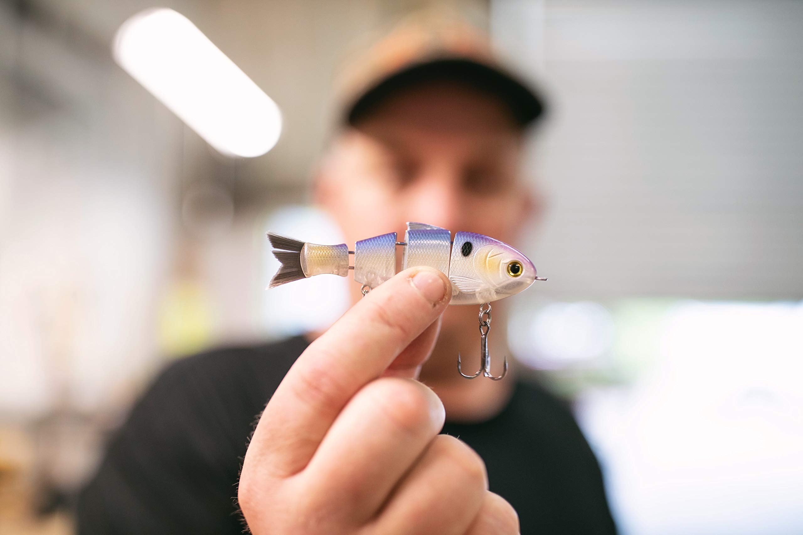 Catch Co Mike Bucca Baby Bull Shad compact profile fits in tackle boxes for easy transport.