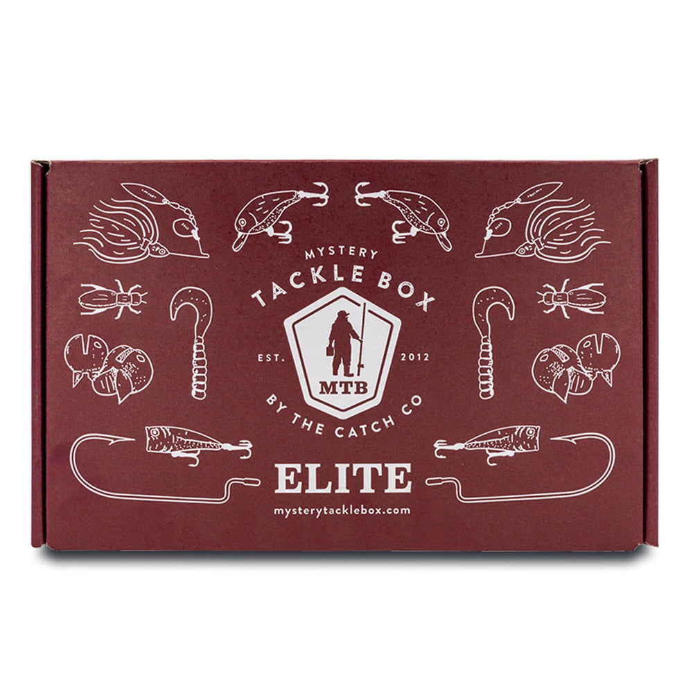 ELITE Freshwater Mystery Tackle Box contents featuring bass lures