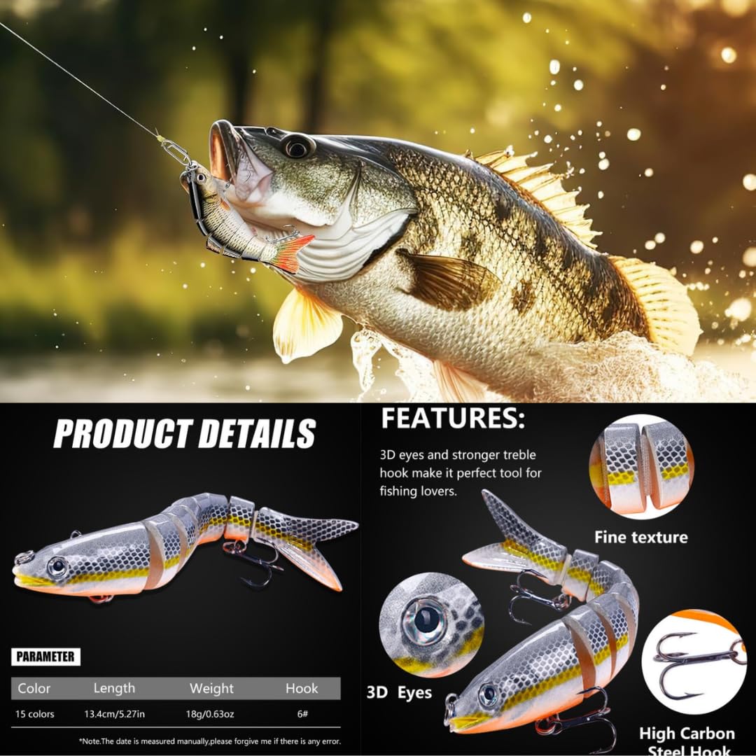 Lures targeting bass and trout in freshwater environments