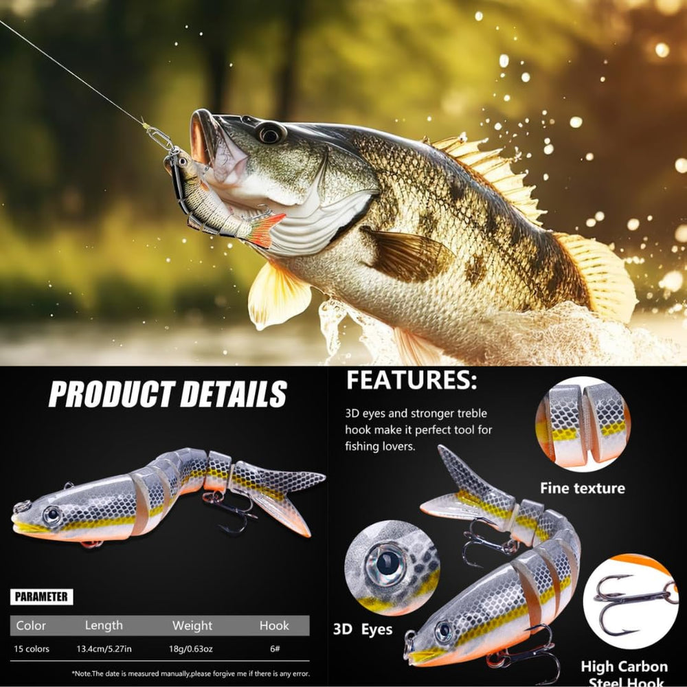 Lures targeting bass and trout in freshwater environments