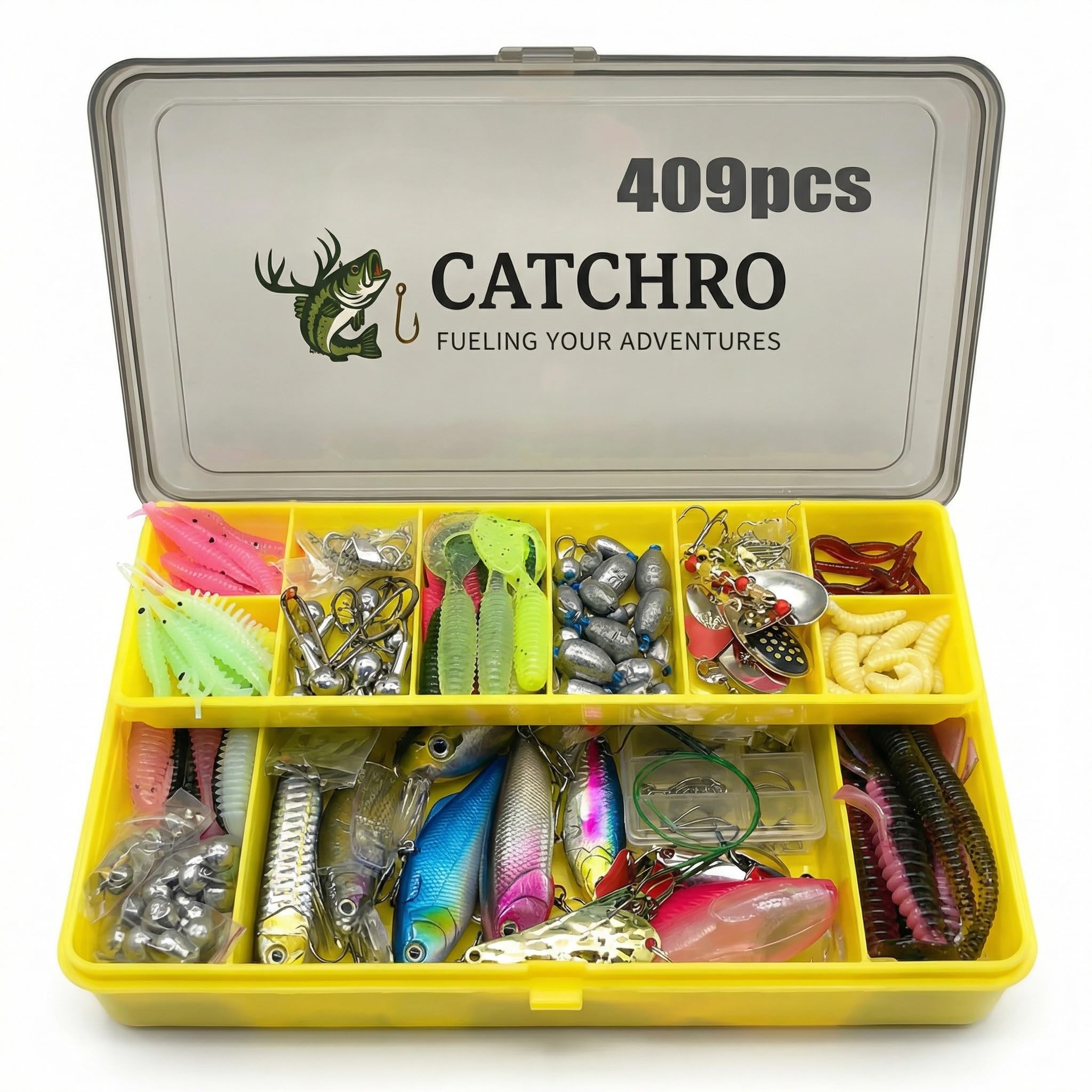 CATCHRO tackle box with organized compartments for easy access on the water.