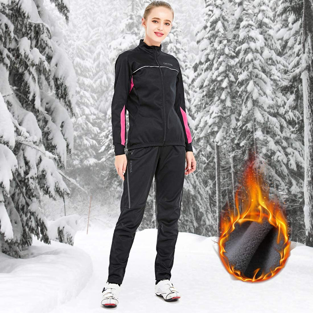 CATENA women's windproof cycling pant back view highlights zippered pockets and warmth