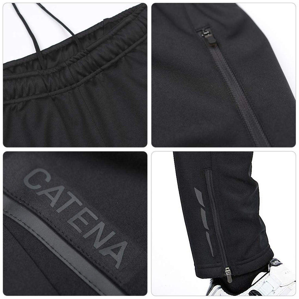 CATENA women's windproof cycling pant reflective trim in action improves visibility