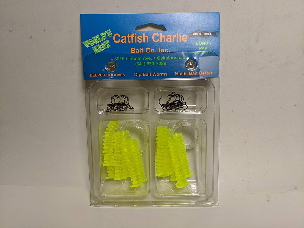 Catfish Charlie dip worm usage closeup illustrating dip application for quick rigging