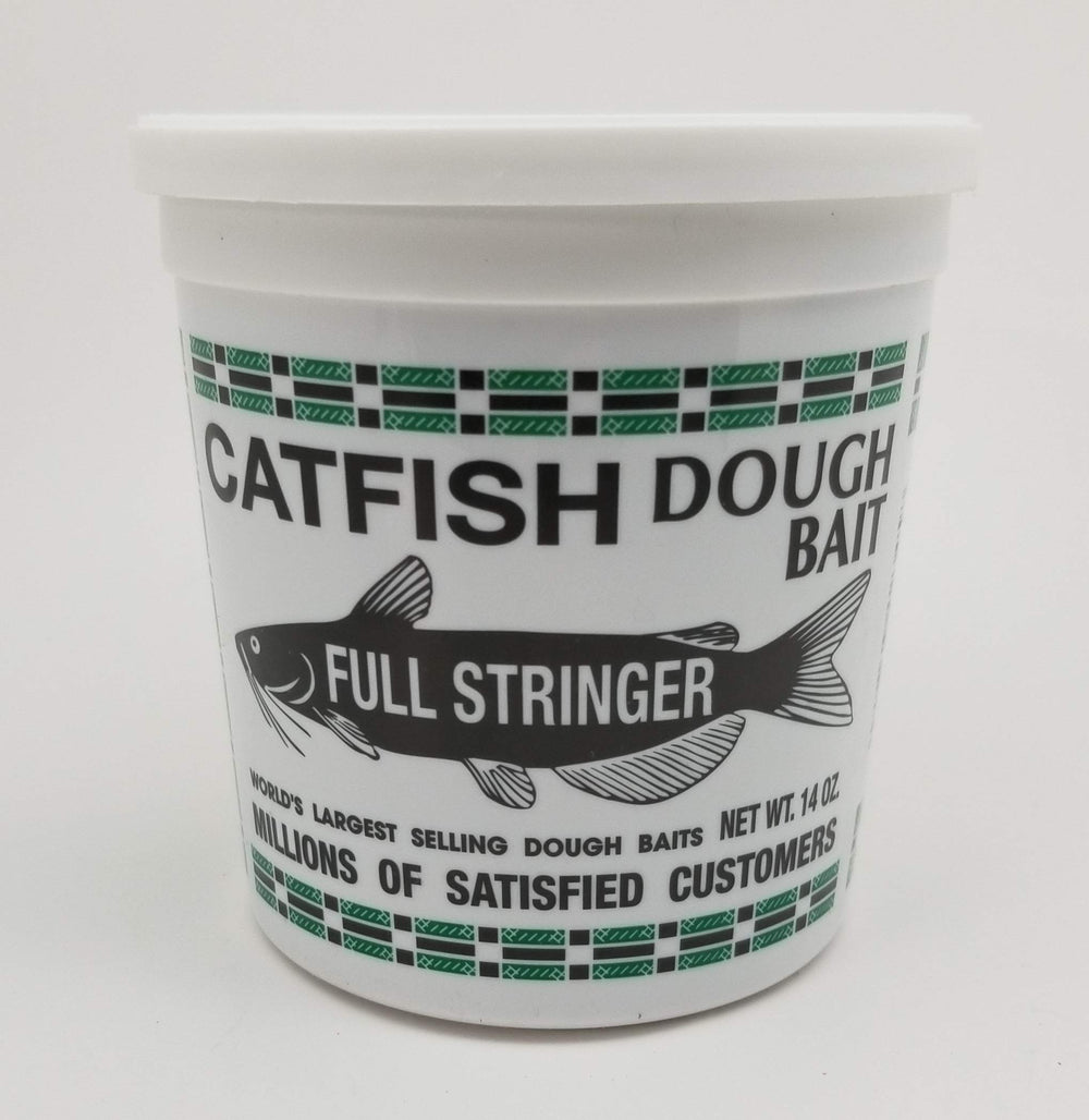 Packaging label showing Catfish Charlie Dough Bait flavors