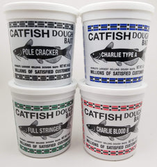 Catfish Charlie Dough Bait Variety Pack 4 x 14oz Tubs - front view