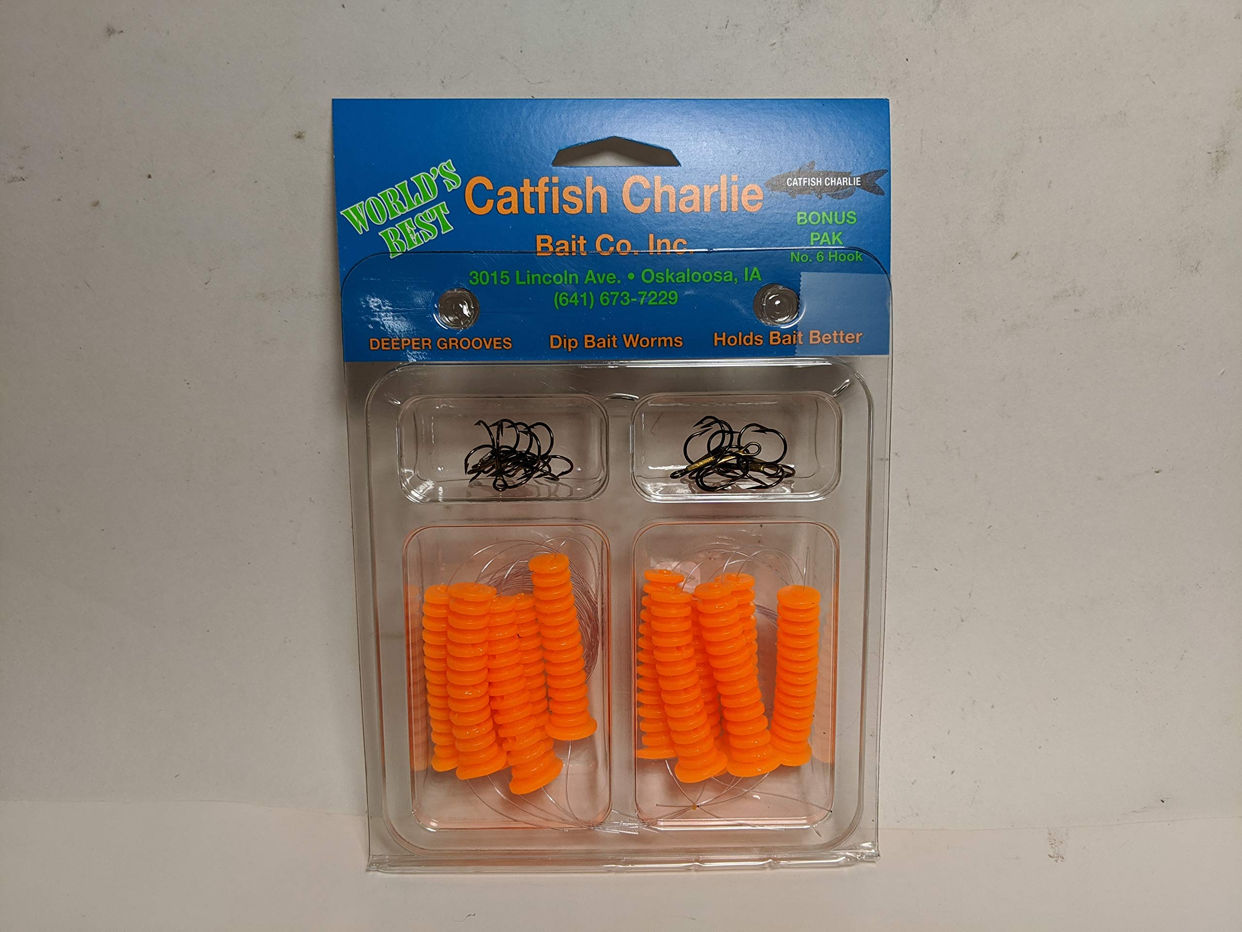 Catfish Charlie plastic bait pack shot highlighting color option for day and night fishing
