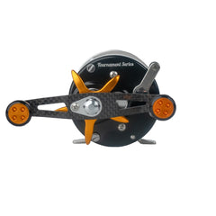 Catfish Pro 600CTS Round Baitcasting Reel front view with anodized aluminum side cover