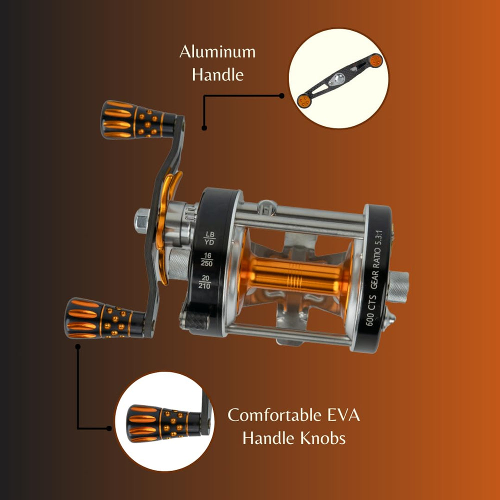 Warranty and packaging information for Catfish Pro 600CTS reel