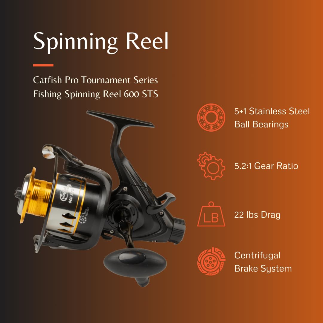 Catfish Pro 600STS aluminum spool closeup reveals strength and durability.