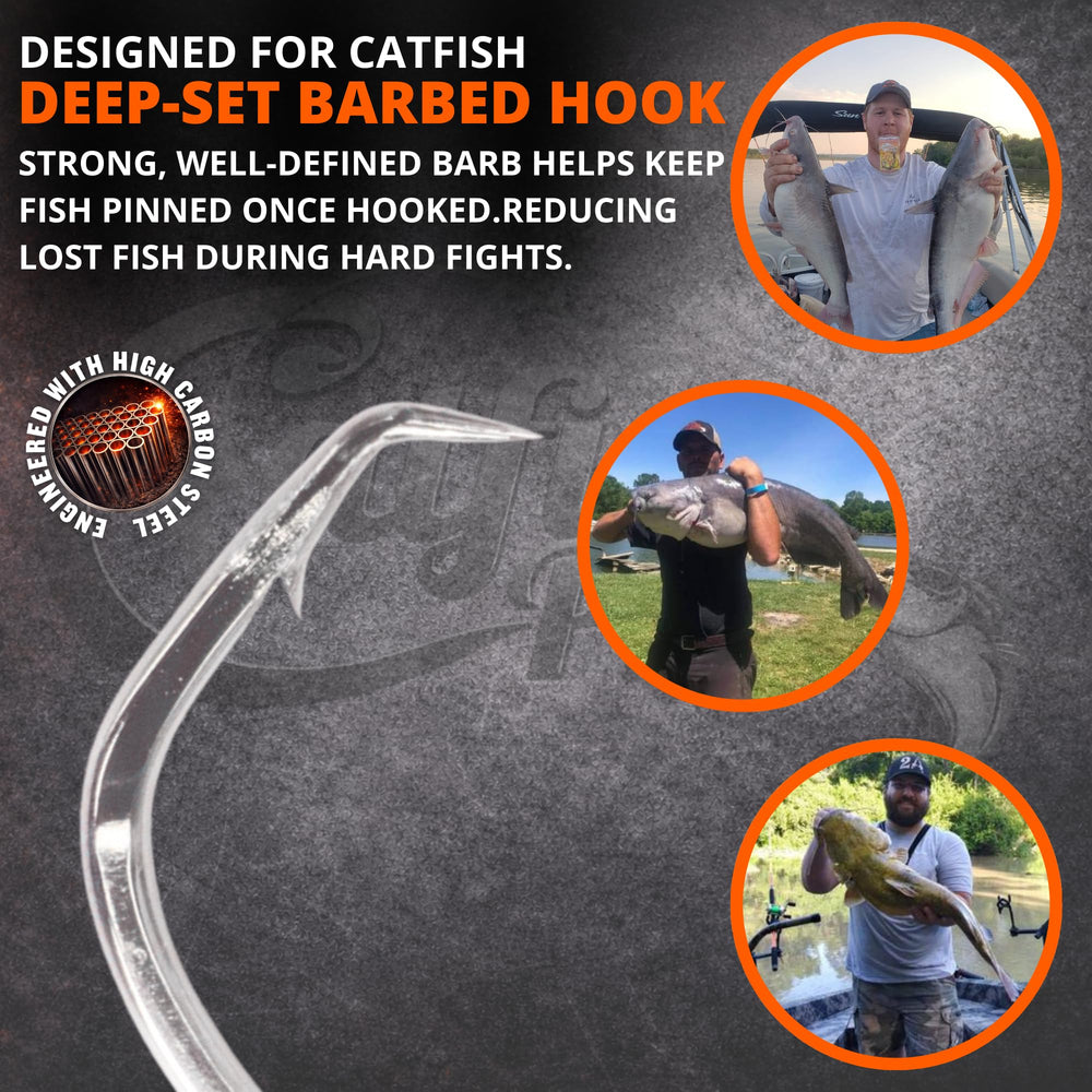 Catfish Pro 5/0 circle hooks used in drift fishing rigs