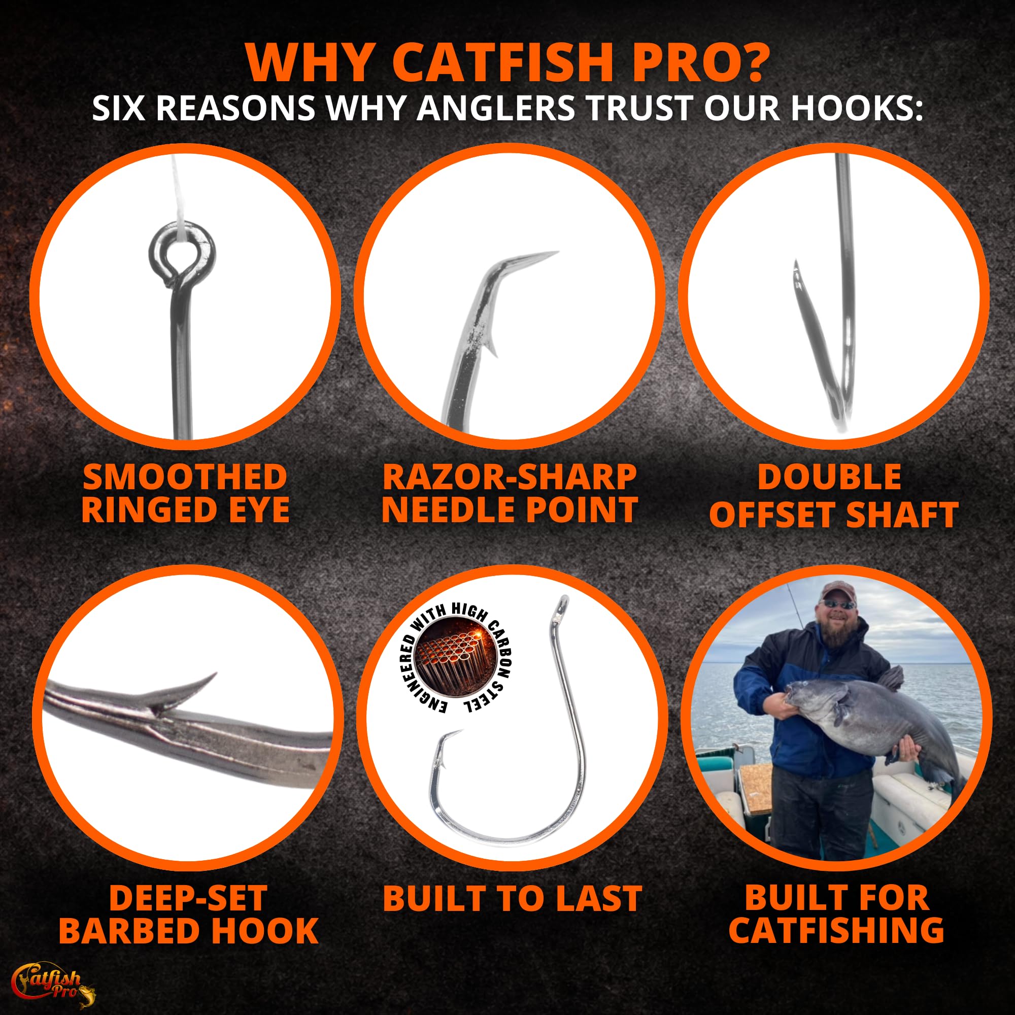 Catfish Pro 5/0 circle hooks with wide gap