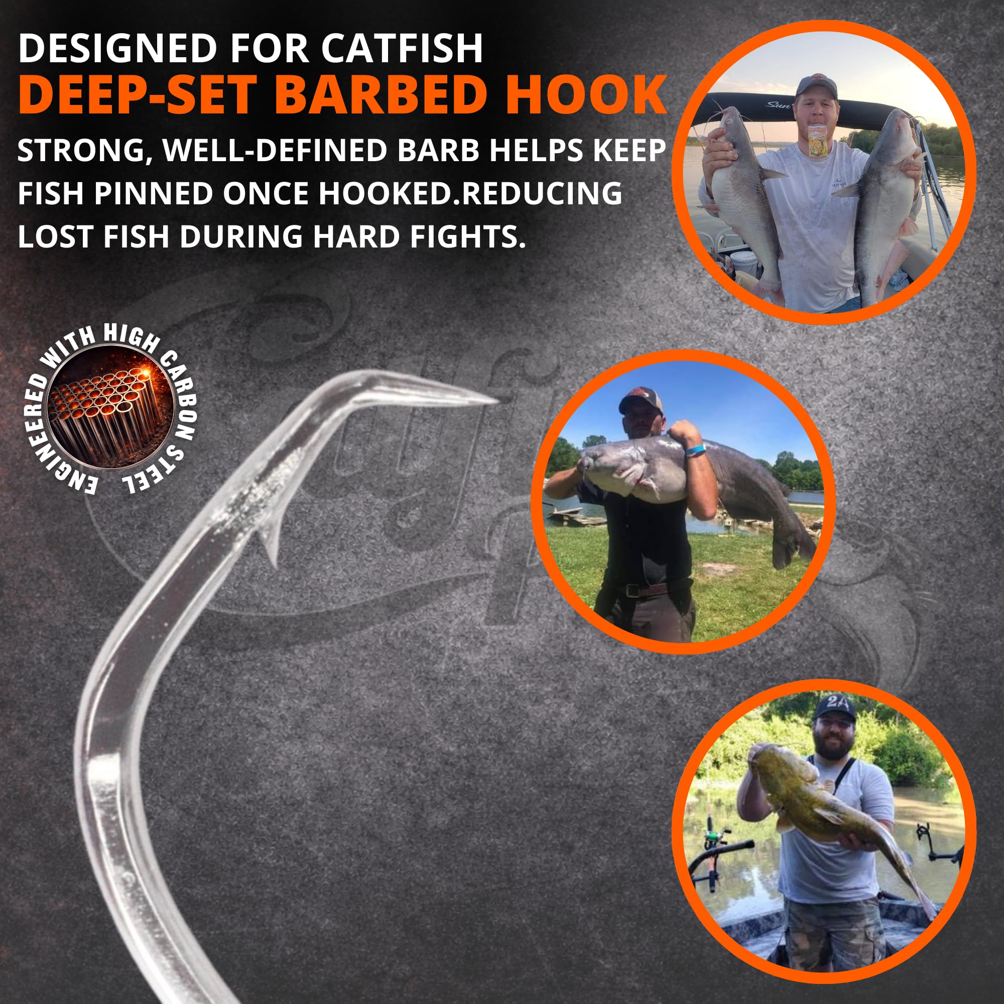 Catfish Pro razor-sharp point stays sharp through repeated use.