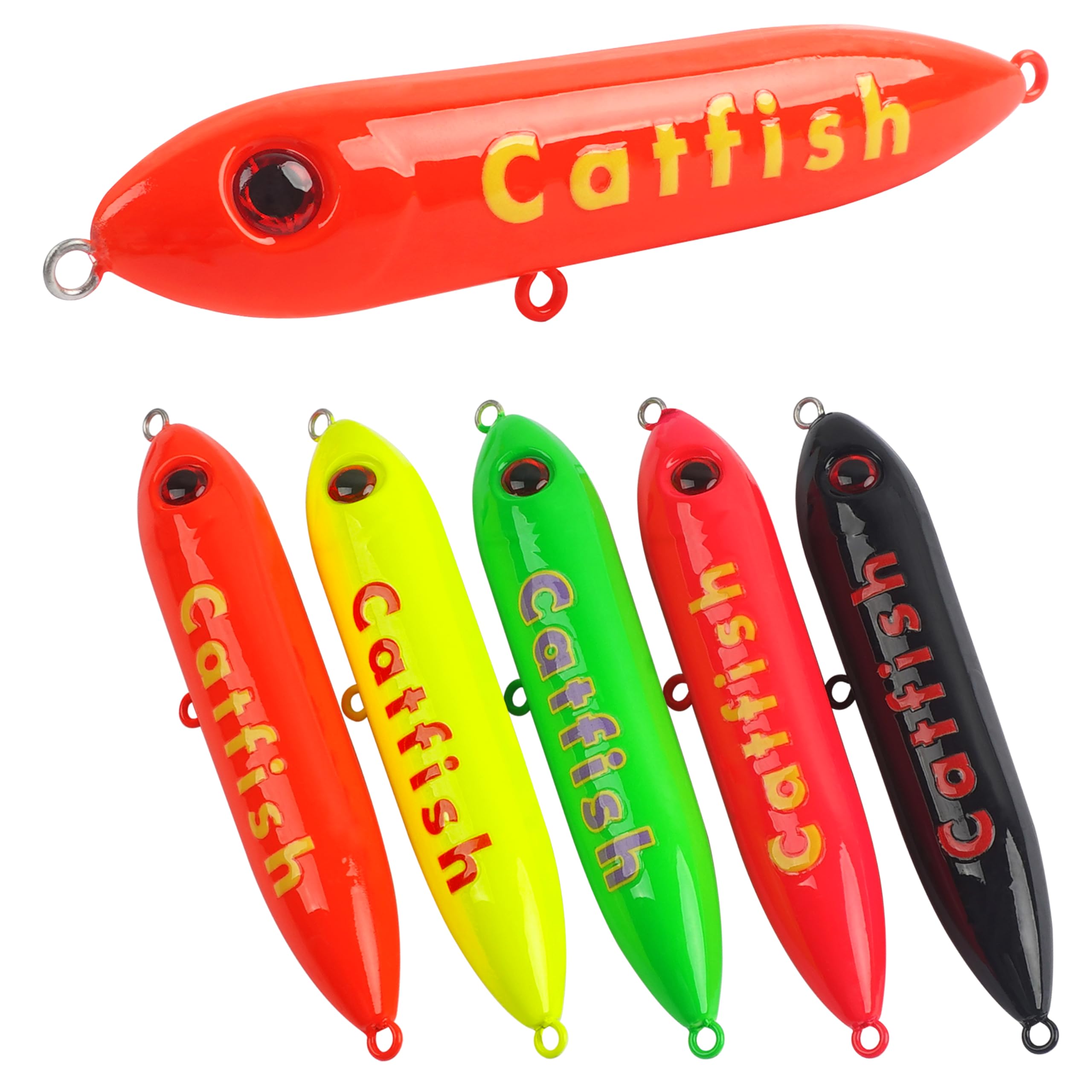 Catfish rattling line float lure 4in Demon Dragon peg spook - front view