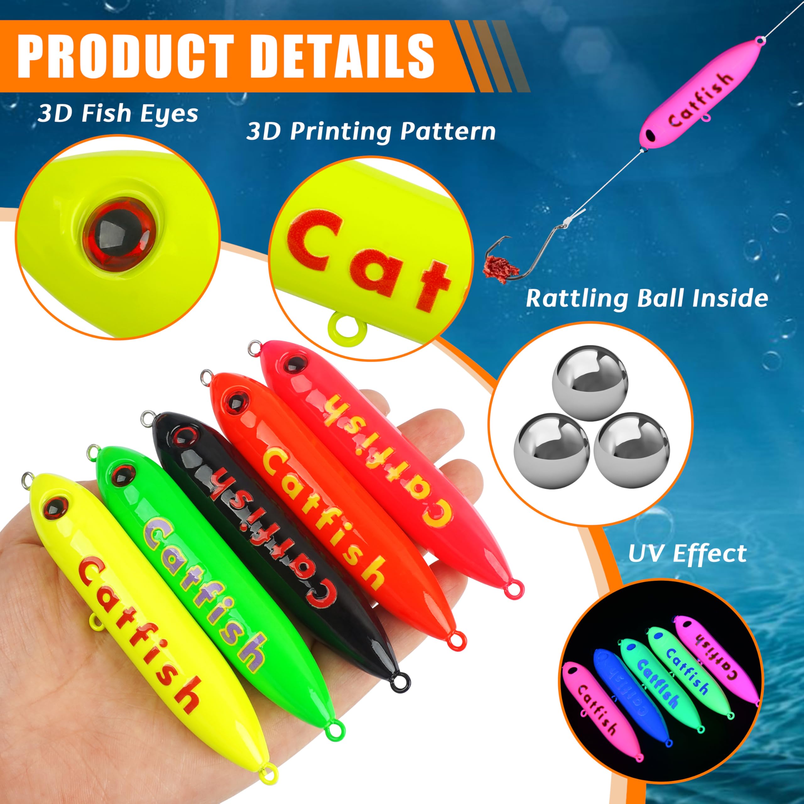 Demon Dragon style catfish lure with vibrant paint and 3D eyes