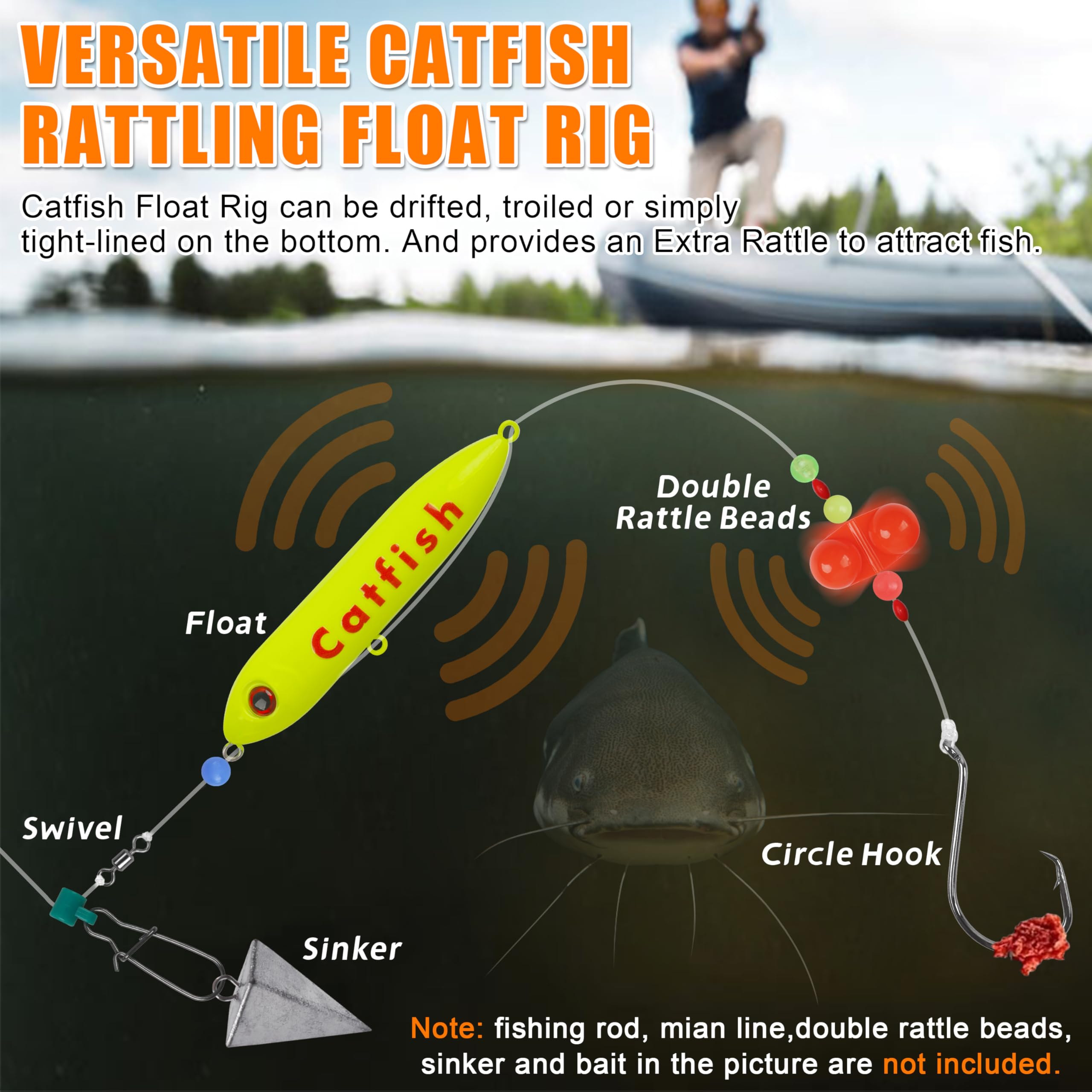 Buoyant float keeps bait off bottom and away from snags