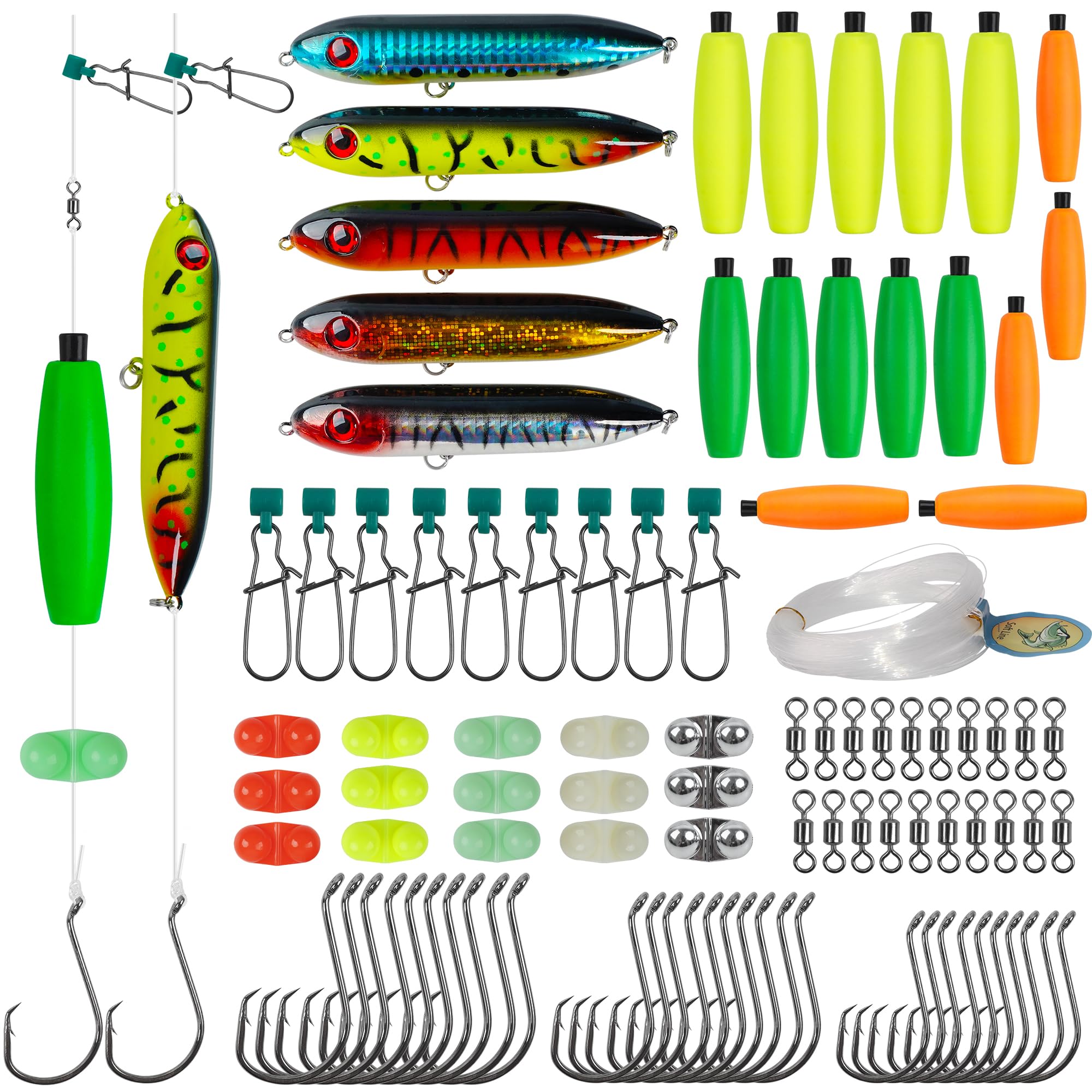 Catfish rig kit components laid out