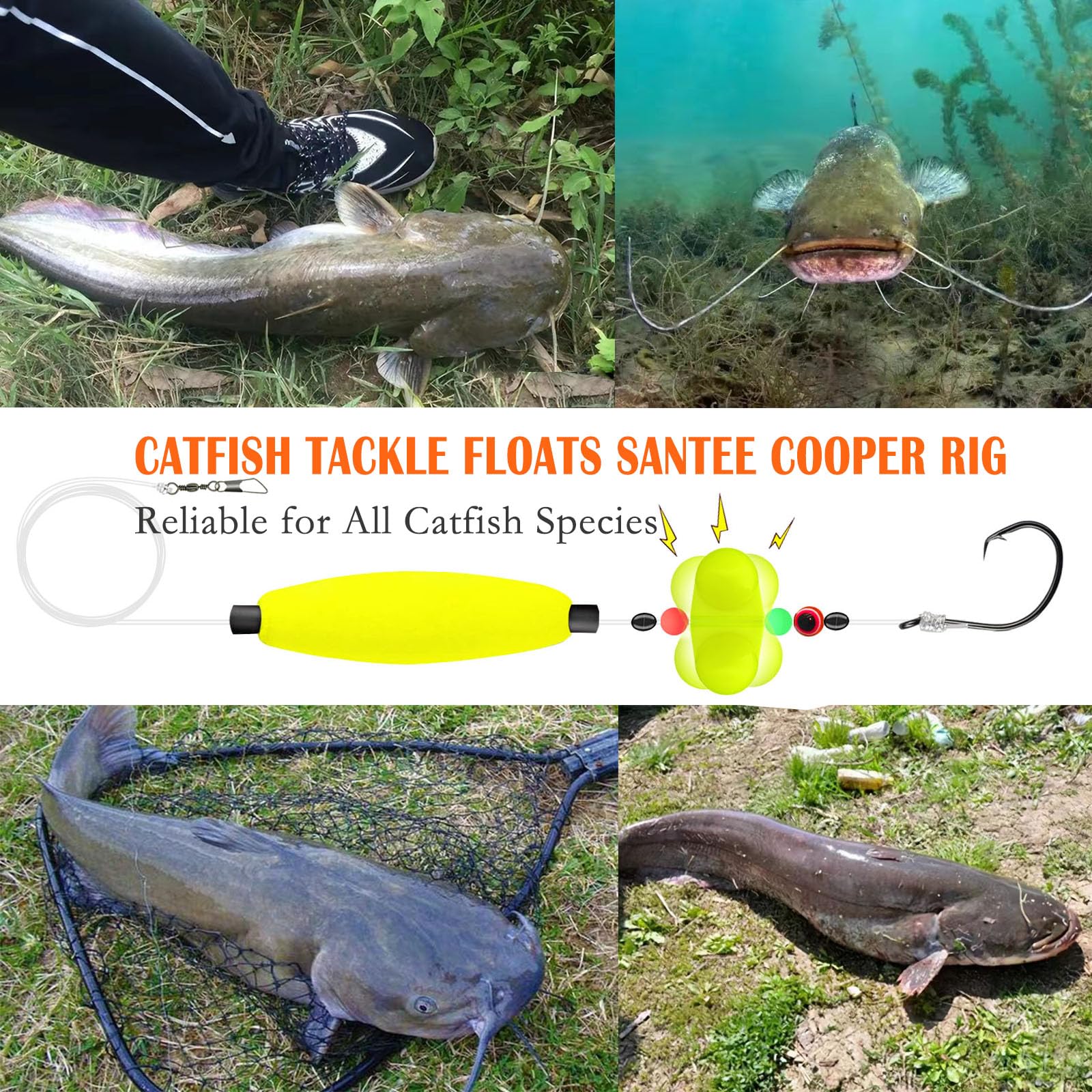 Six-piece catfish rig kit for bank, drift, or bottom fishing