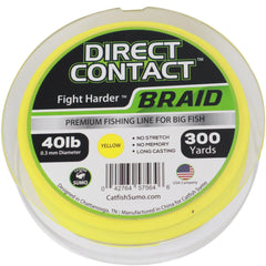 Catfish Sumo Direct Contact braided line 300-yard spool with no-stretch performance.