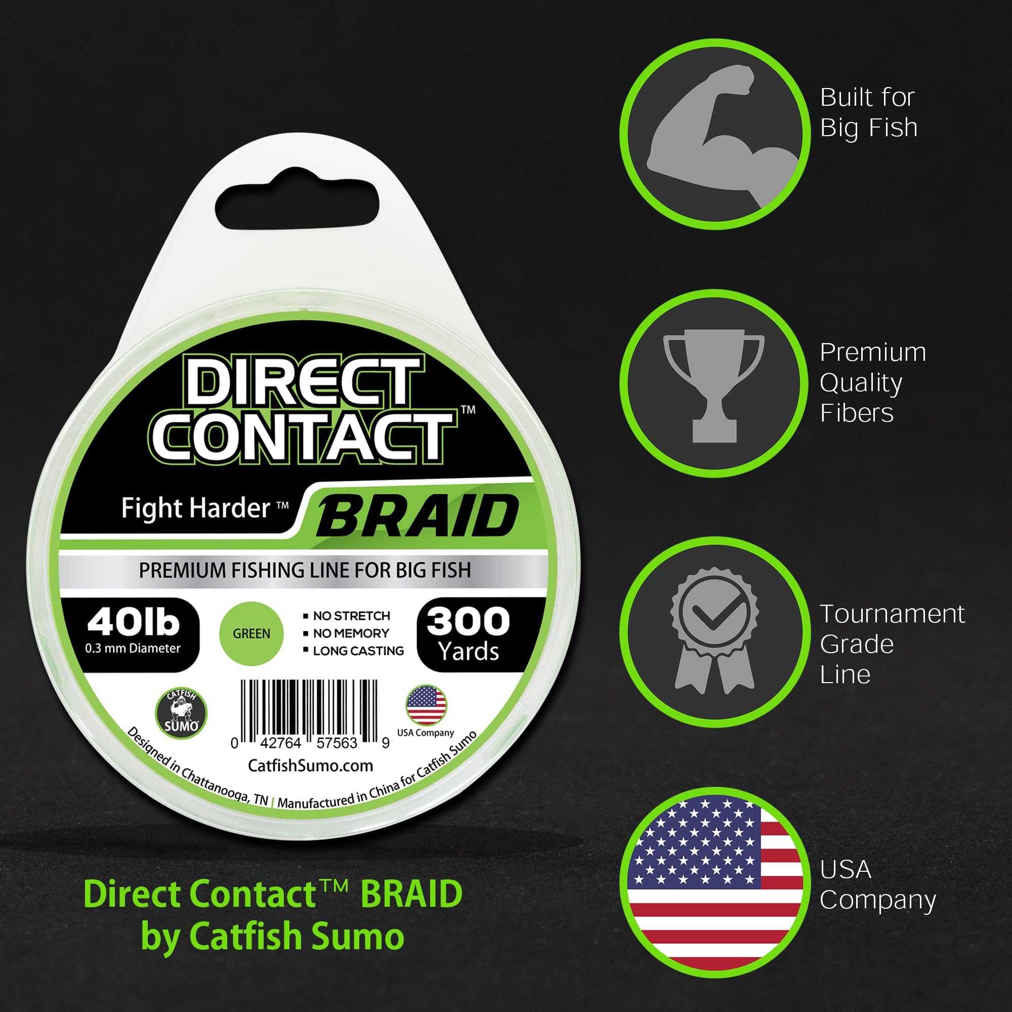Catfish Sumo Direct Contact braid abrasion-resistant coating slides through cover.