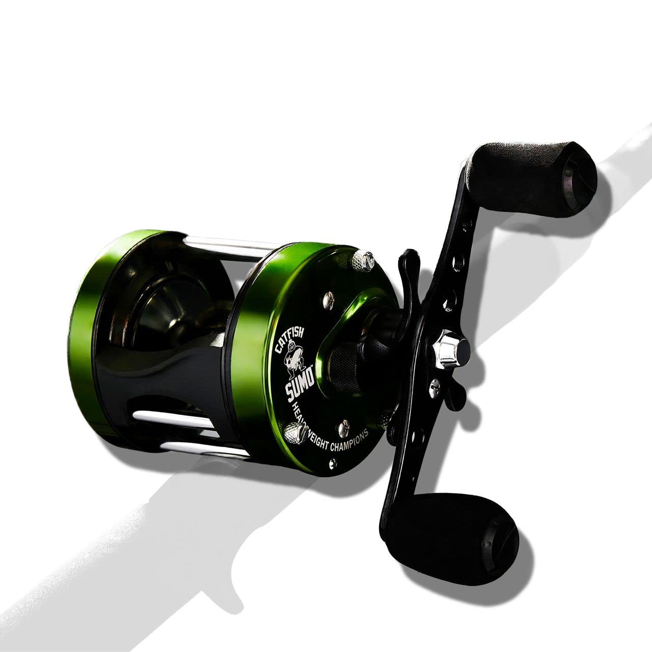 Catfish Sumo Heavyweight Champions reel round-reel-clicker aids bite indication.