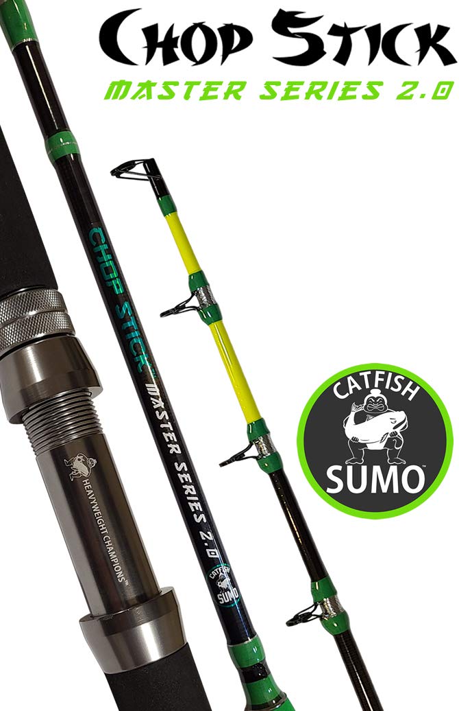 Catfish Sumo Master Series 2.0 Chop Stick rod low-profile guides, reduce friction with braided lines.