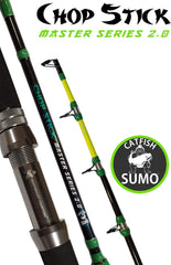 Catfish Sumo Master Series 2.0 Chop Stick rod low-profile guides, reduce friction with braided lines.