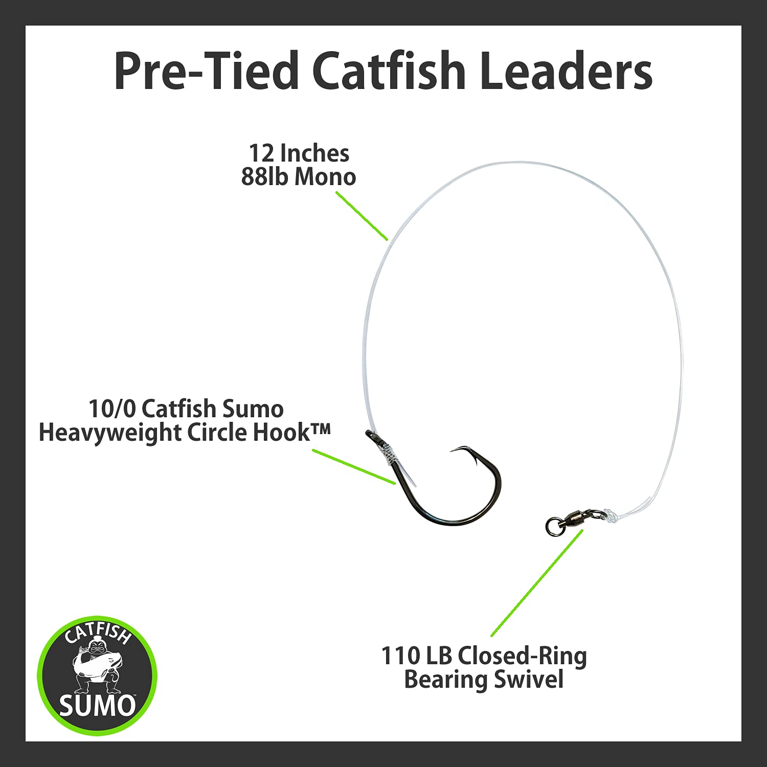 Catfish Sumo optimized knots reduce guesswork during rigging.