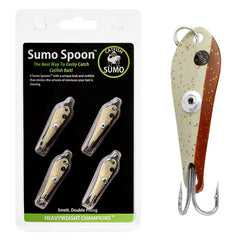 Catfish Sumo Sumo Spoon weight and wobble highlight realistic minnow mimicry that attracts strikes.