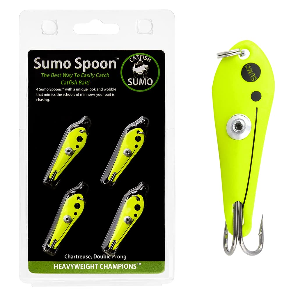 Catfish Sumo Sumo Spoon with wobble action demonstrates enticing lure movement.